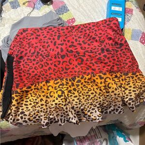 Lucky in Love Red and Yellow Animal Print Midi Skirt